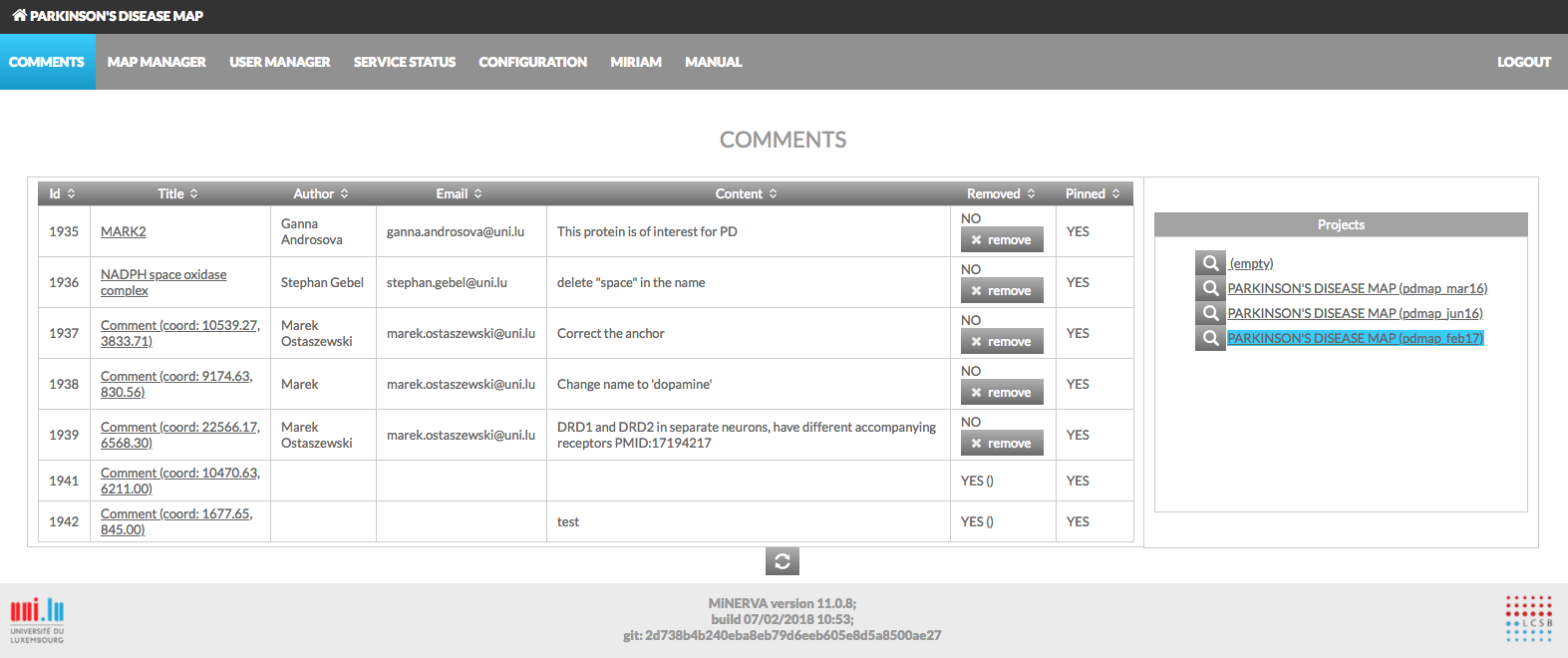 Removed Comment status