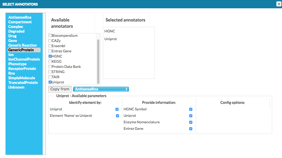 Configuration window